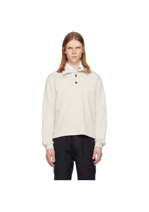 TOM FORD Beige Cotton Silk Cashmere Half Button Sweatshirt