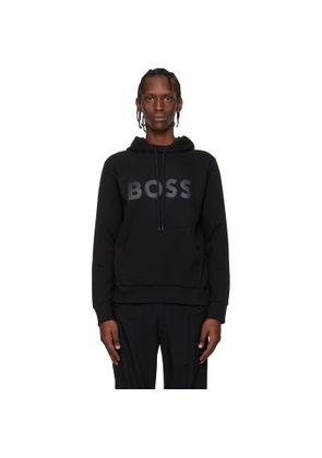 BOSS Black Printed-Logo Hoodie