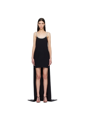TOM FORD Black Crystal Embroidery Sleeveless Asymmetric Cocktail Maxi Dress