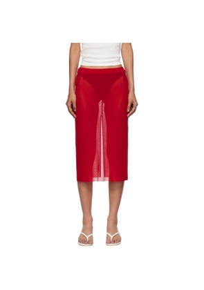 The Frankie Shop Red Suva Sheer Midi Skirt