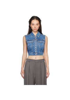 Alexander Wang Blue Cropped Trucker Denim Vest