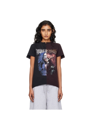 VETEMENTS Black & Burgundy Cradle of Filth Cut-Up Fitted T-shirt