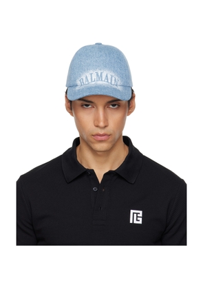 BALMAIN Blue Denim Cap