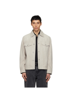 BOSS Taupe Goatskin Suede Jacket