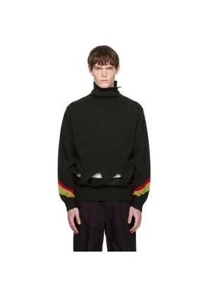 Toga Virilis Khaki Hole Knit Turtleneck