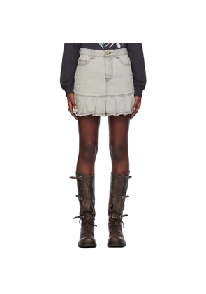 GANNI Gray Pleated Future Denim Miniskirt