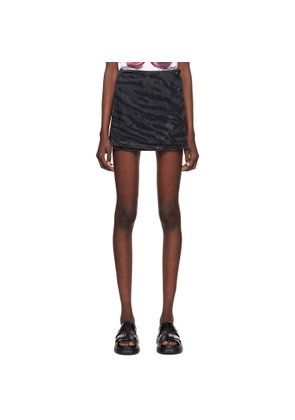 GANNI Black Lazer Denim Miniskirt