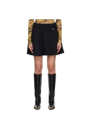 GANNI Gray Wool Miniskirt