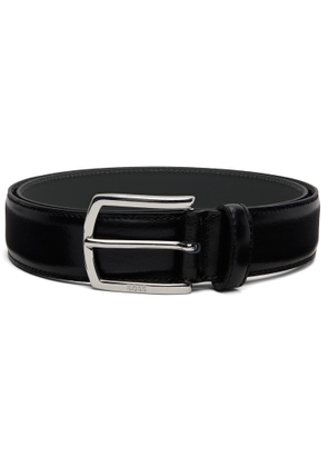 BOSS Black Polished Logo Buckle Leather Belt