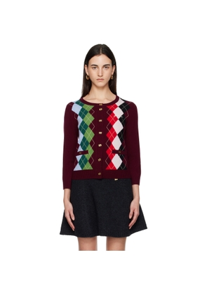 GANNI Burgundy Check Cardigan