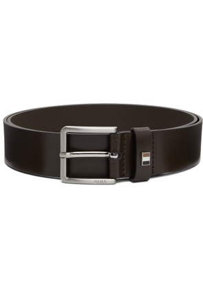 BOSS Brown Signature-Stripe Keeper Leather Belt