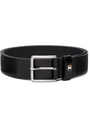 BOSS Black Italian-Leather Signature-Stripe Keeper Belt