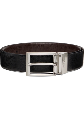 BOSS Black Grained Italian Leather Logo Keeper Reversible Belt