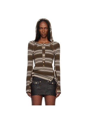Miss Sixty Brown KNWLS Edition Striped Hoodie