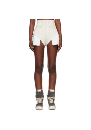 Rick Owens DRKSHDW Off-White Temple Dirt Cutoff Denim Shorts