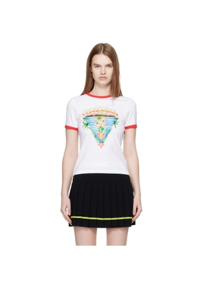 Casablanca White Innocence Triangle Longline Ringer T-shirt