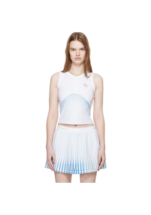 Casablanca White Tennis Printed Racer Top