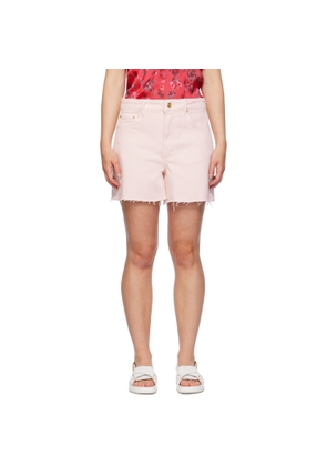 GANNI Pink Frayed Edge Denim Shorts