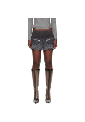 Miss Sixty Black KNWLS Edition Ruffled Denim Miniskirt