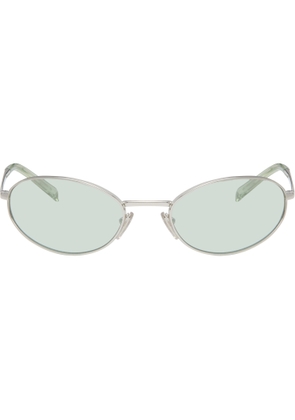 Prada Eyewear Silver Metal Oval Sunglasses