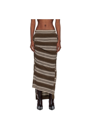 Miss Sixty Brown KNWLS Edition Striped Knit Maxi Skirt