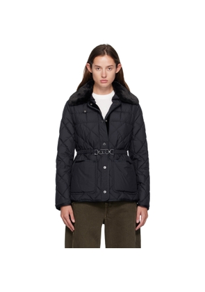 Moncler Navy Cygne Faux Fur-Trimmed Short Down Jacket