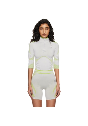 Casablanca Gray & Green Seamless Half-Zip T-shirt