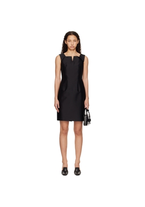 SHUSHU/TONG Black Lapel Waist-Cinching Straight Minidress