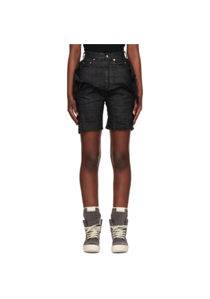 Rick Owens DRKSHDW Black Temple Slivered Tight Cutoff Denim Shorts
