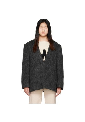 We11done Gray Y-Neck Sweater