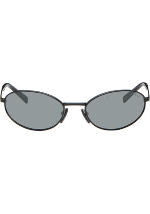 Prada Eyewear Black Metal Oval Sunglasses