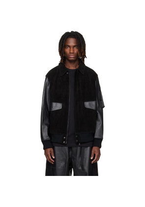 Y-3 Black Mercedes-AMG F1 Edition Racing Leather Jacket