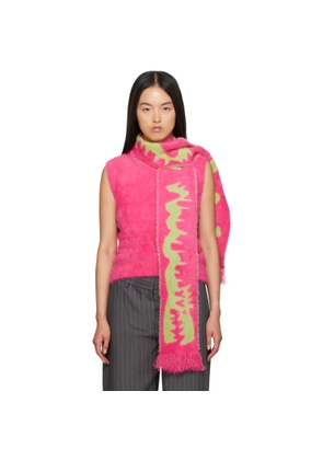 Charles Jeffrey LOVERBOY Pink Fluffy Scarf Vest