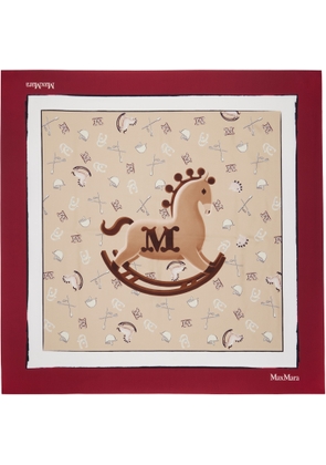 Max Mara Beige & Red Silk Scarf