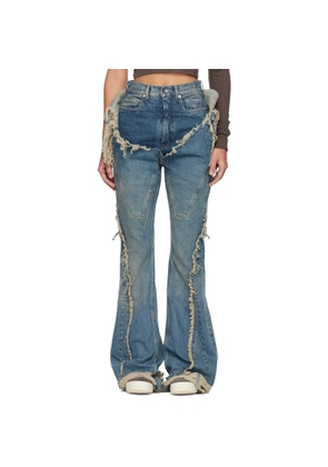 Rick Owens DRKSHDW Blue Temple Slivered Bootcut Jeans