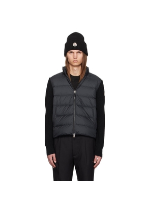Moncler Black Padded Zip-Up Down Hoodie