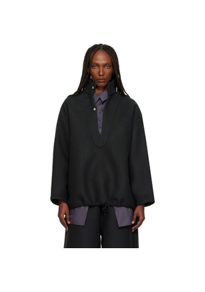 BAMBOU ROGER KWONG Gray Double Face Wool Vareuse Turtleneck