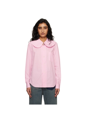 Comme des Garçons Girl Pink & White Cotton Poplin Gingham Check Shirt