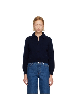 A.P.C. Navy Polo Shirt Collar Cardigan