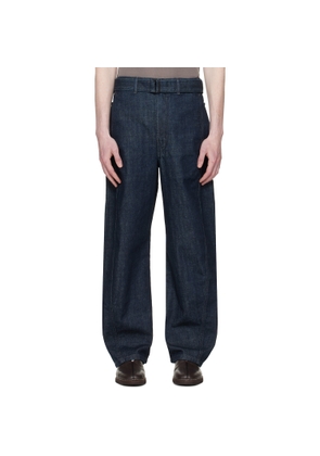 LEMAIRE Navy Twisted Belted Jeans