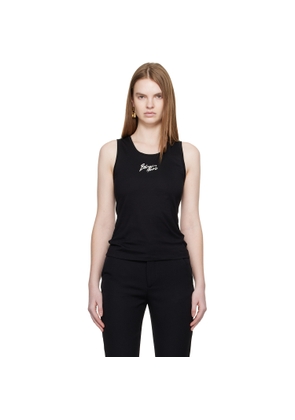 BALMAIN Black Relaxed 'Balmain Paris' Brush Print Tank Top