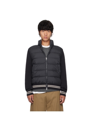 Moncler Navy Paneled Down Cardigan