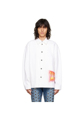We11done White Printed Denim Jacket