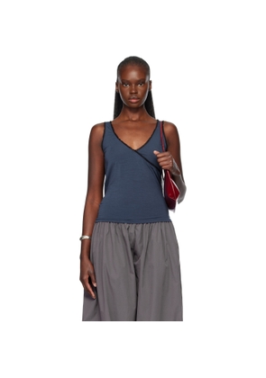 Fruity Booty Navy Frill Wrap Tank Top