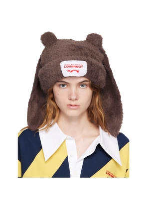 Charles Jeffrey LOVERBOY Brown Fluffy Chunky Rabbit Beanie