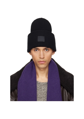 Acne Studios Black Large Face Logo Beanie