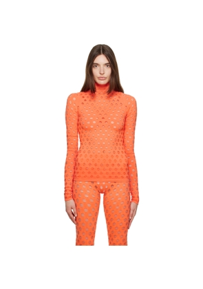 Maisie Wilen Orange Perforated Turtleneck