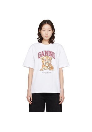 GANNI White Beaded Tiger T-shirt