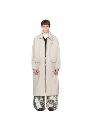 Reese Cooper Beige Cotton Herringbone Overcoat