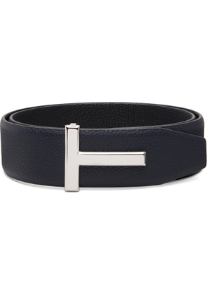 TOM FORD Black Grain Leather T Icon Belt